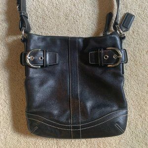 COACH 1453 BLACK Leather Soho Slim Duffle Medium Shoulder bag